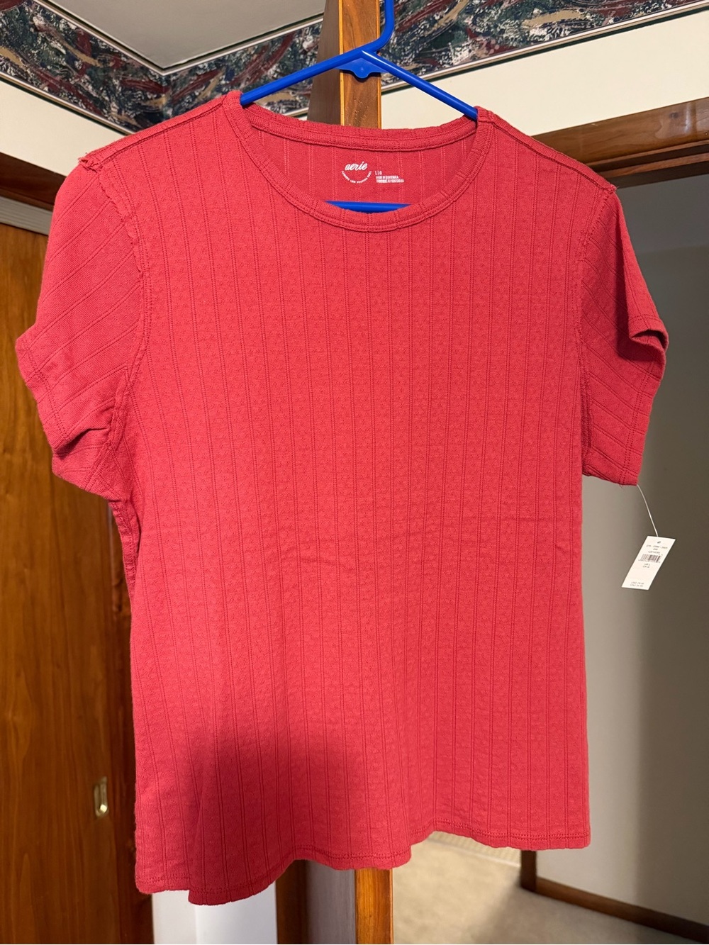 NWT aerie Ribbed Short Sleeve Crewneck Top size large